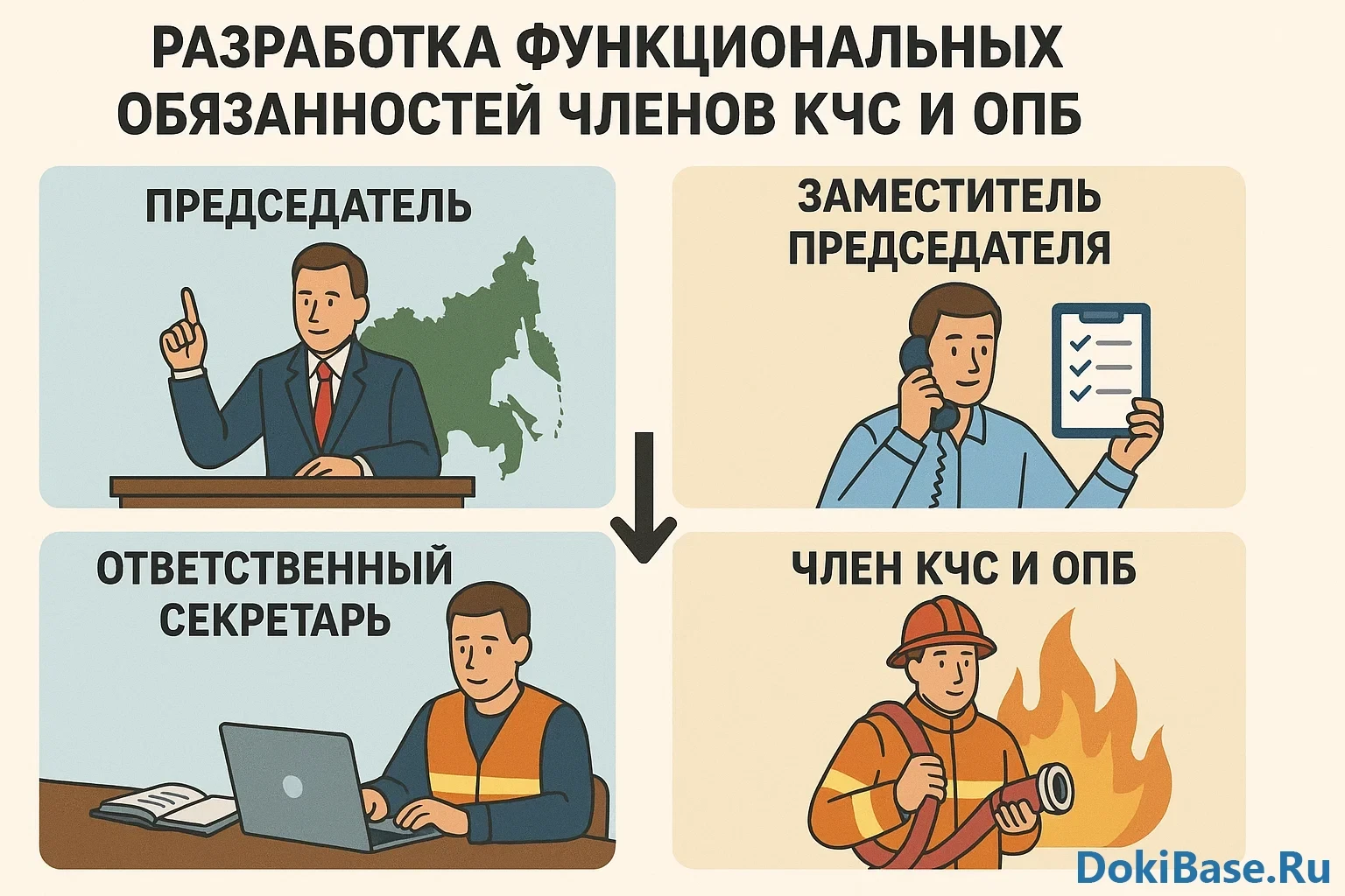 КЧС и ОПБ: разработка функциональных обязанностей членов комиссии по предупреждению и ликвидации чрезвычайных ситуаций и обеспечению пожарной безопасности