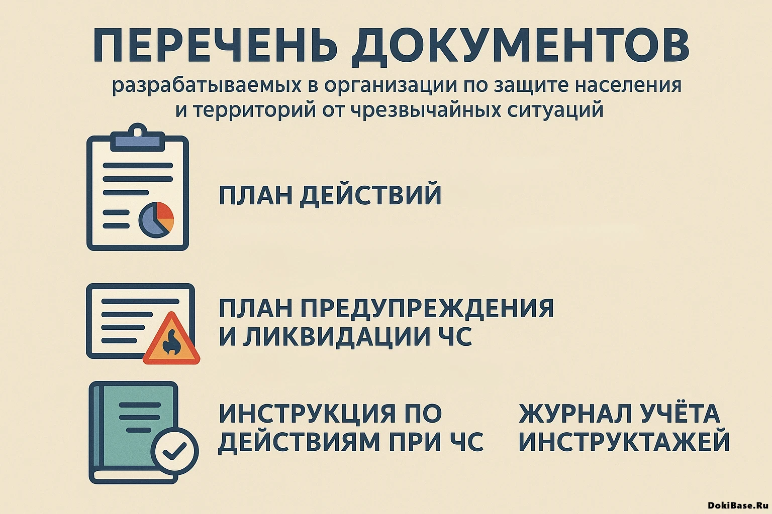 Перечень документов, разрабатываемых в организации, по защите населения и территорий от чрезвычайных ситуаций
